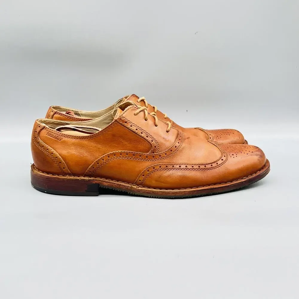 Sebago Shoes Mens 10.5 Brown Leather Brattle Wingtip Oxford Lace Up Dress Brogue